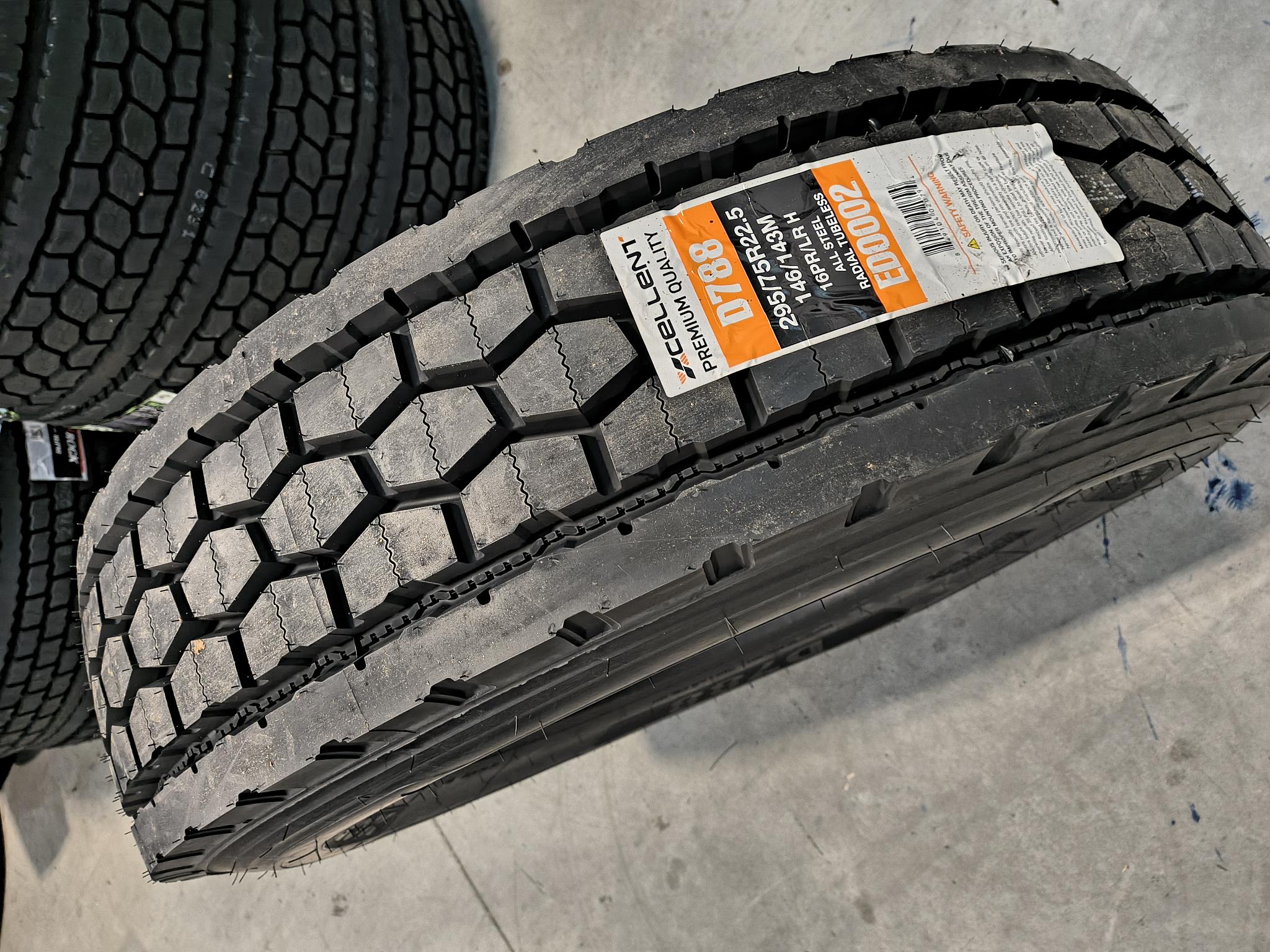 295/75r22.5 Drive Tire - NEW XCL D788 closed Shoulder Drive